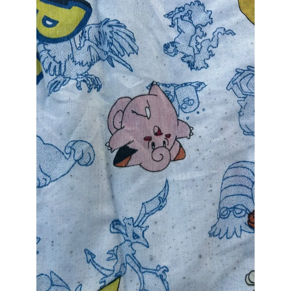 Nintendo Pokemon Flat Sheet Twin White 1998 Vintage Gengar Pikachu Kids Bedding